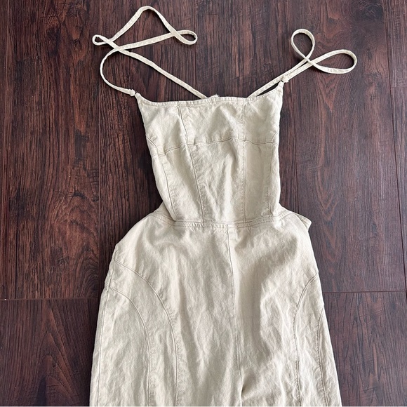 Urban Outfitters Chandler Linen Strappy-Back Jumpsuit Sz Small Cream Retro 70s - Picture 6 of 13